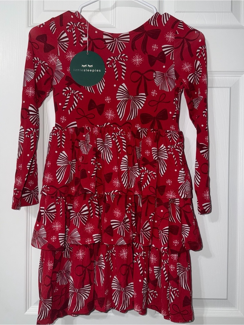 NWT Play by Little Sleepies Holiday Bows Tiered Dress Size 8 - Picture 3 of 5
